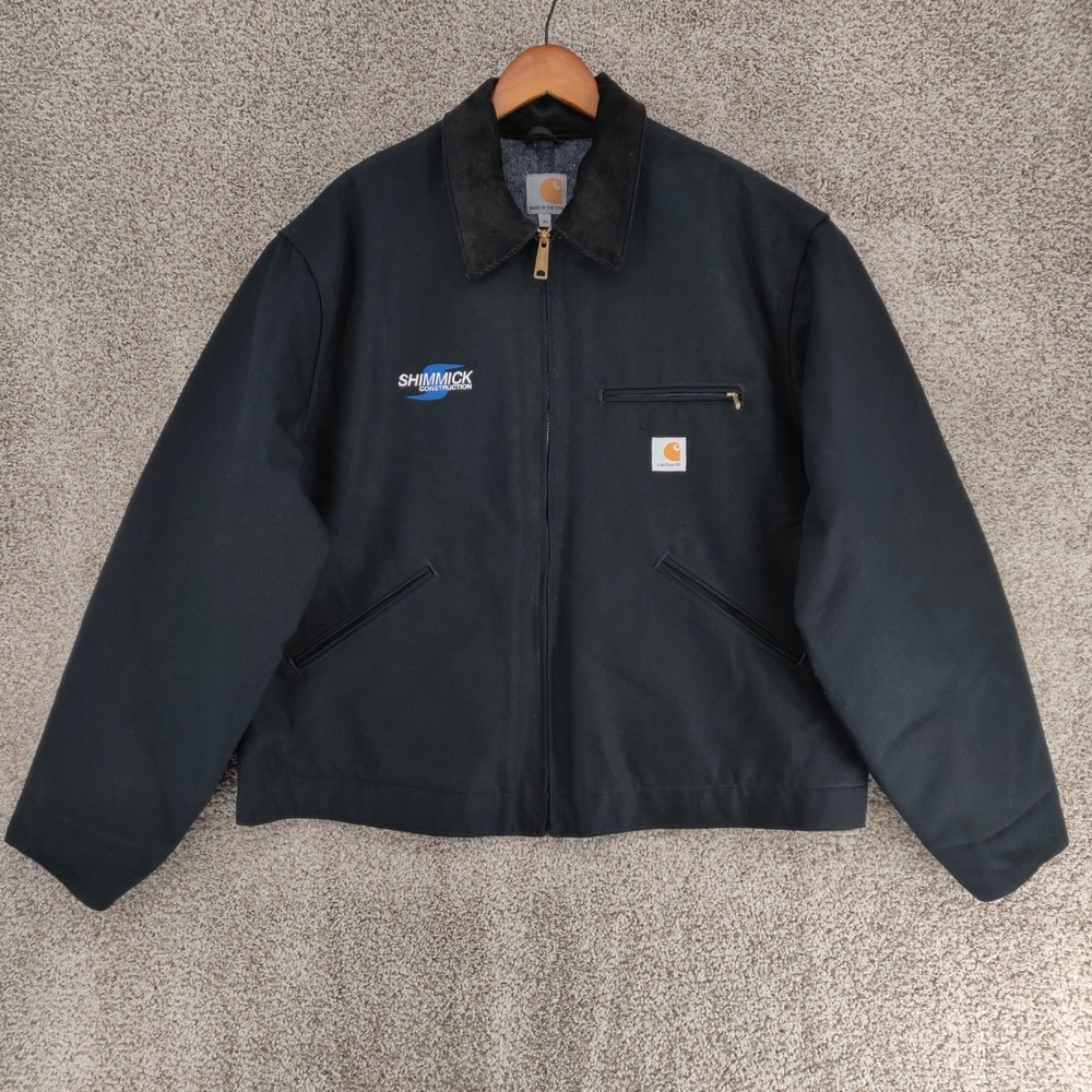 VTG Carhartt Detroit Jacket Mens XL Black J001 Blanket Lined Union Made In USA